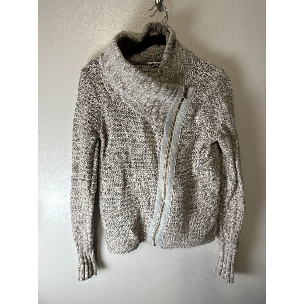 Athleta Moto Sweater Jacket gray Merino Wool Size S